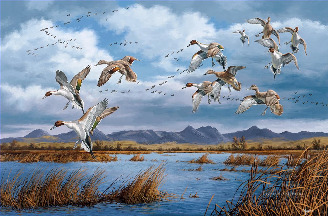 mallards migration in autumn birds Oil Paintings